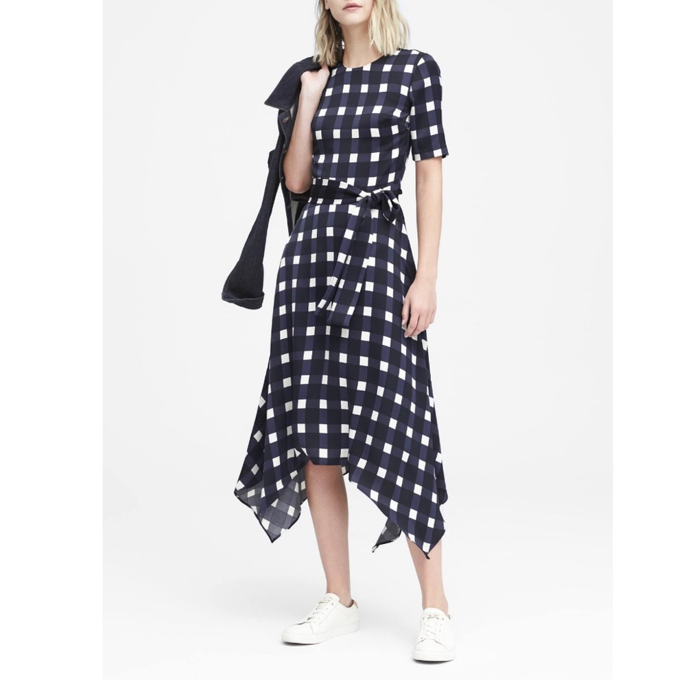 Banana Republic Gingham Handkerchief Hem Dress